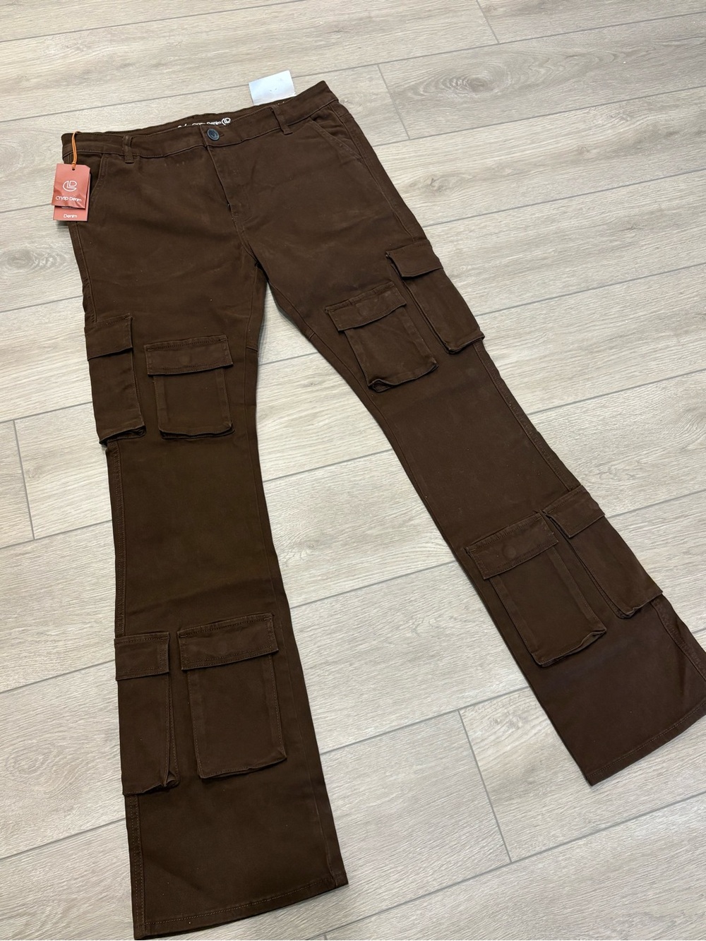 CRYSP Denim Men’s Fisher Stacked Cargo Pant ‘Brown’ - Picture 5 of 6